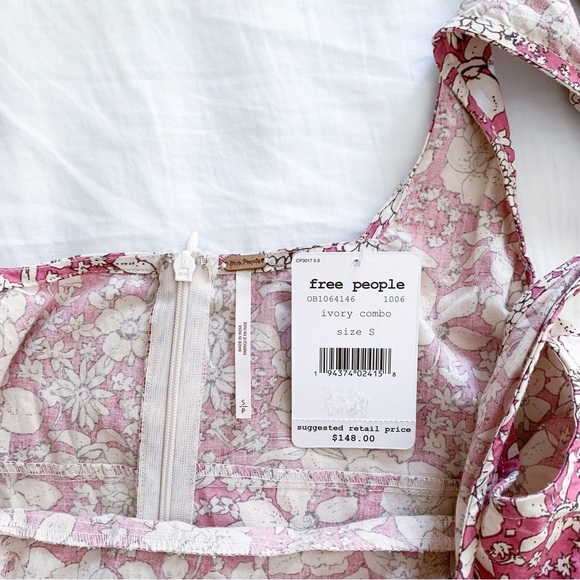 NWT Free People In The Fields Floral Pink Tiered Maxi Dress size small - Picture 9 of 9